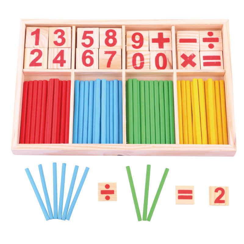 Kids Wood Mathematics Toy Children Wooden Counting Stick Calculation Math Toys Early Learning Counting Rods Educational Toy