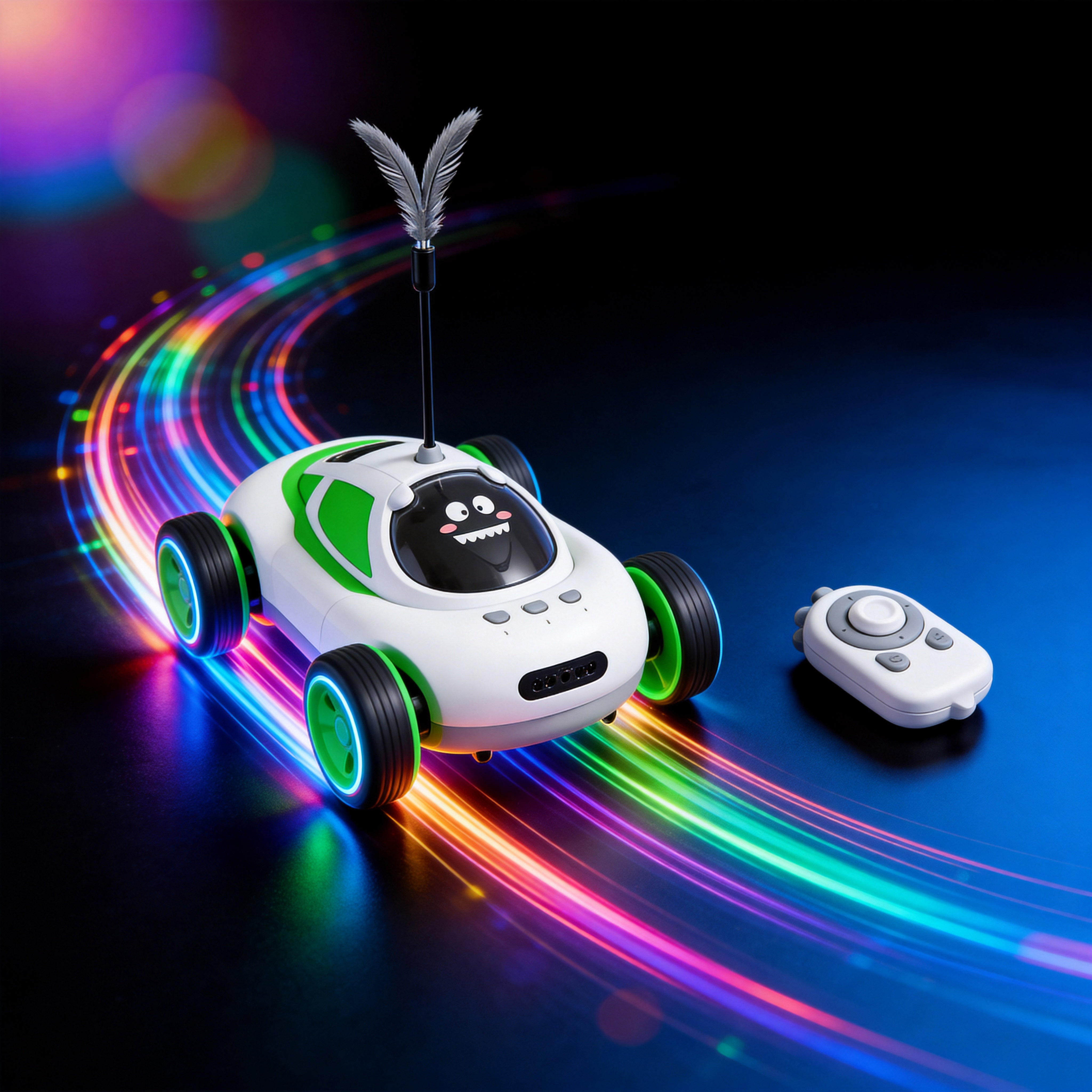 Multilingual Automatic Remote Control Cat Car Food Dispenser Interactive Cartoon Simple Pet Entertainment Toy