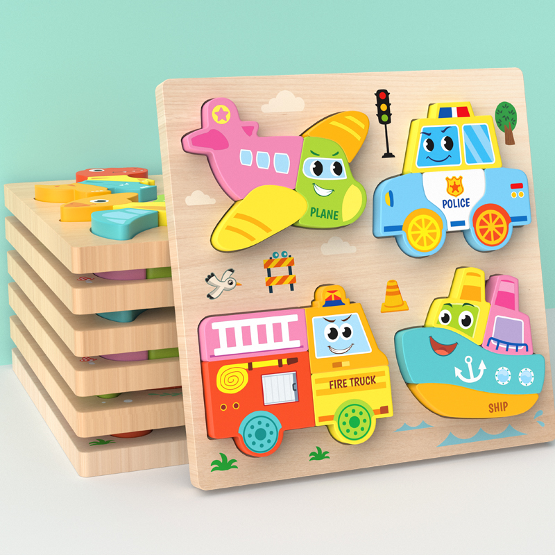 Custom Animal Dinosaur Jigsaw Puzzles 3D Building Block Games Education Matching 4in1 Puzzles Board Toys for Kids Boys Girls