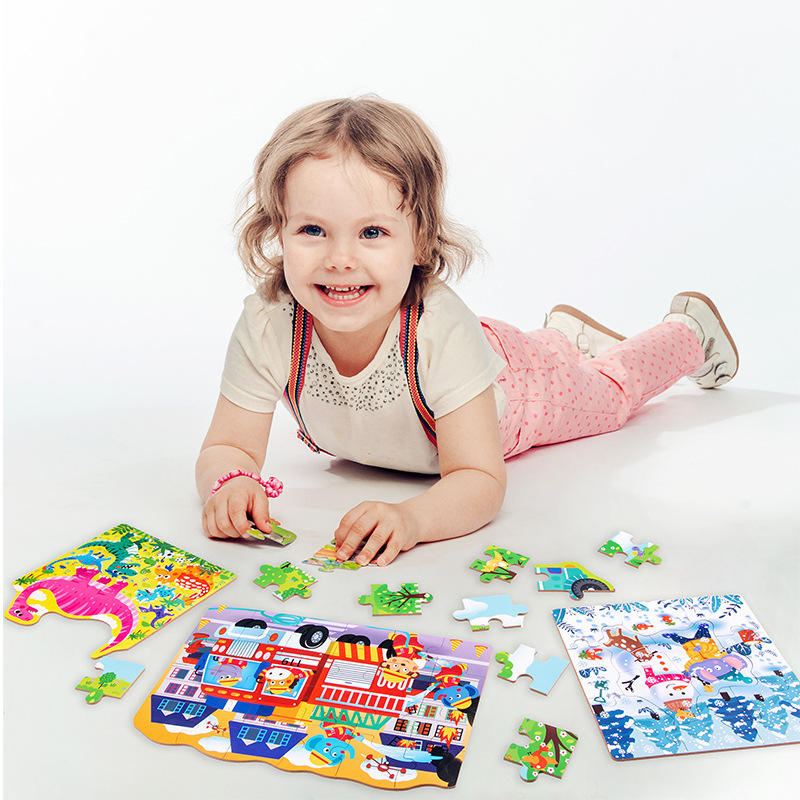 New Style Dinosaurs/ Vehicles Wooden Jigsaw Puzzle Kids Baby Learning Educational Toys for Children Wood Puzzles Toy Boys Girls
