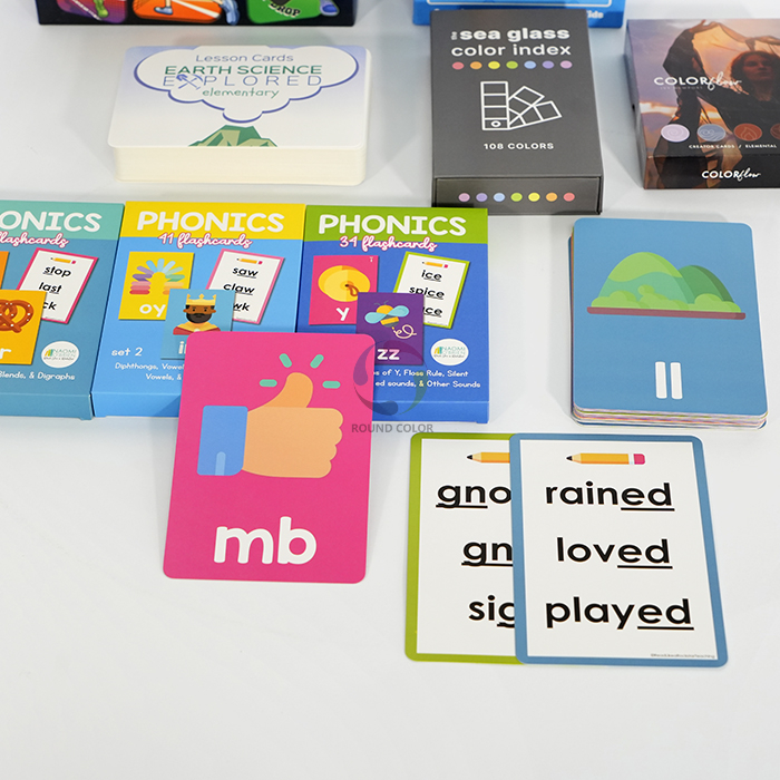 Custom Printed Educational Flash Cards For Kids Learning Fun Game Trading Card Cardboard Box Offset Paper