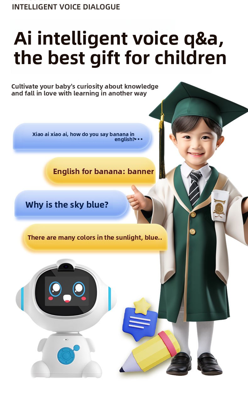 Early Education Robot Enlightenment Children LCD Screen AI Voice Interactive Learning Intelligent Customized 2026 8GB Storage