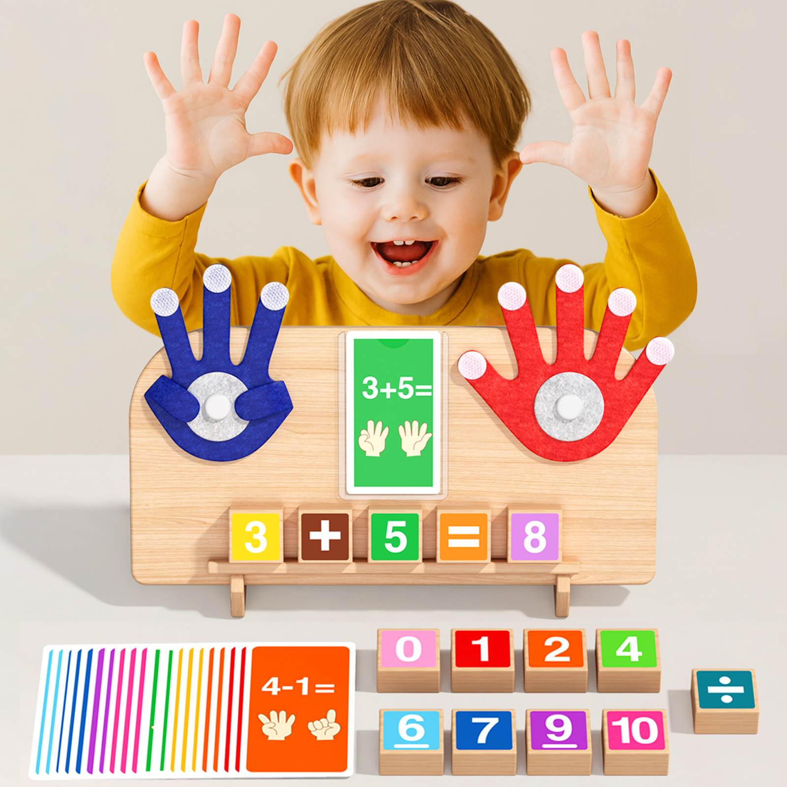 Custom Montessori Finger Math Learning Games Number Counting Puzzle Abacus Teaching Aids Educational Toys For Kids Preschool