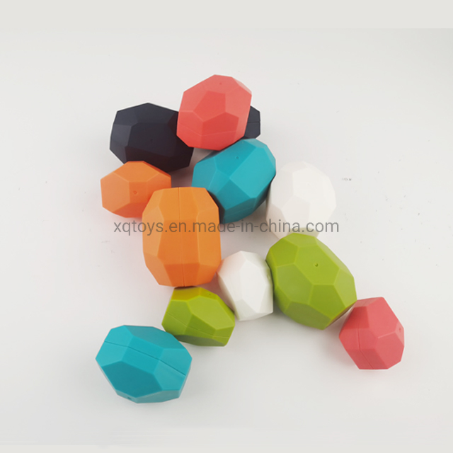 12PCS Sorting Stacking Balancing Stone Rocks Educational Preschool Learning Toy Building Blocks Game Stone Puzzle Set