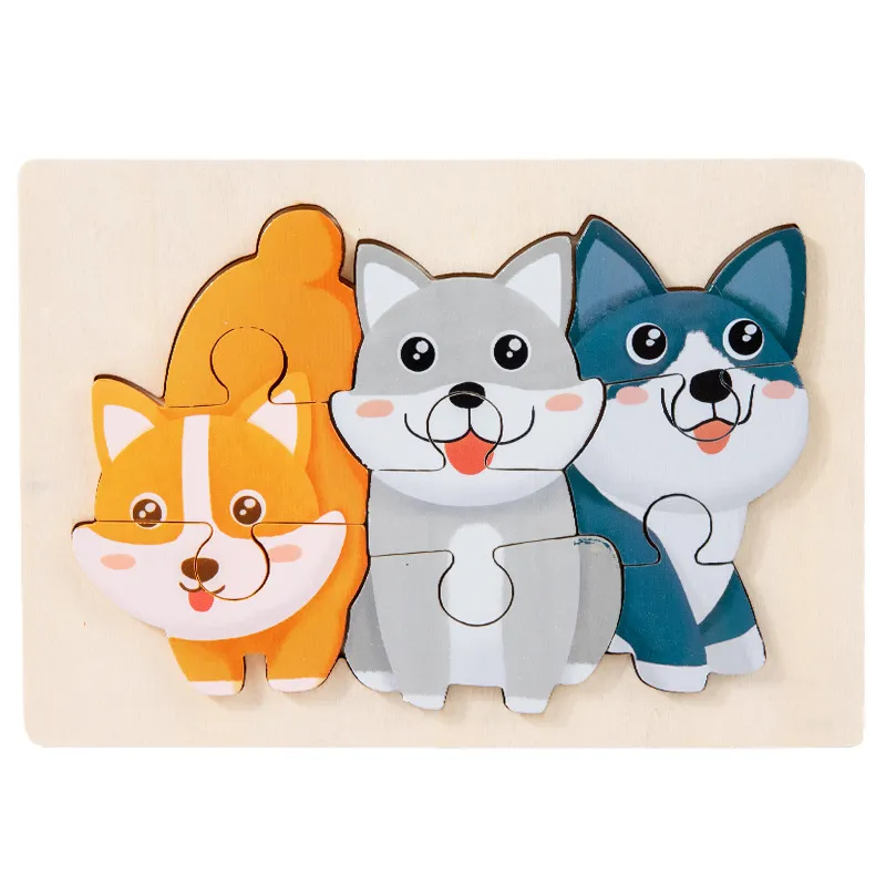 3D Early Education Learning Puzzle Animal Board Kids Toys