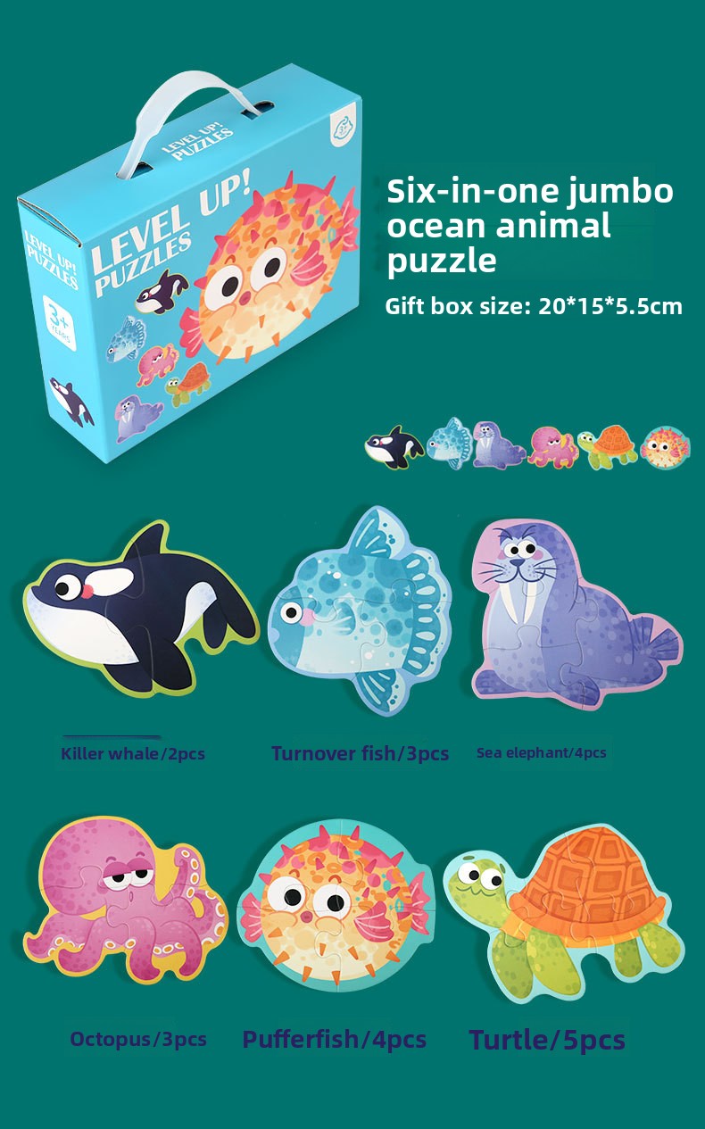 Wooden DIY Toy for 3-6 Years Old Children's Early Education Six-in-One Puzzle Kindergarten Educational Toys Animal Traffic