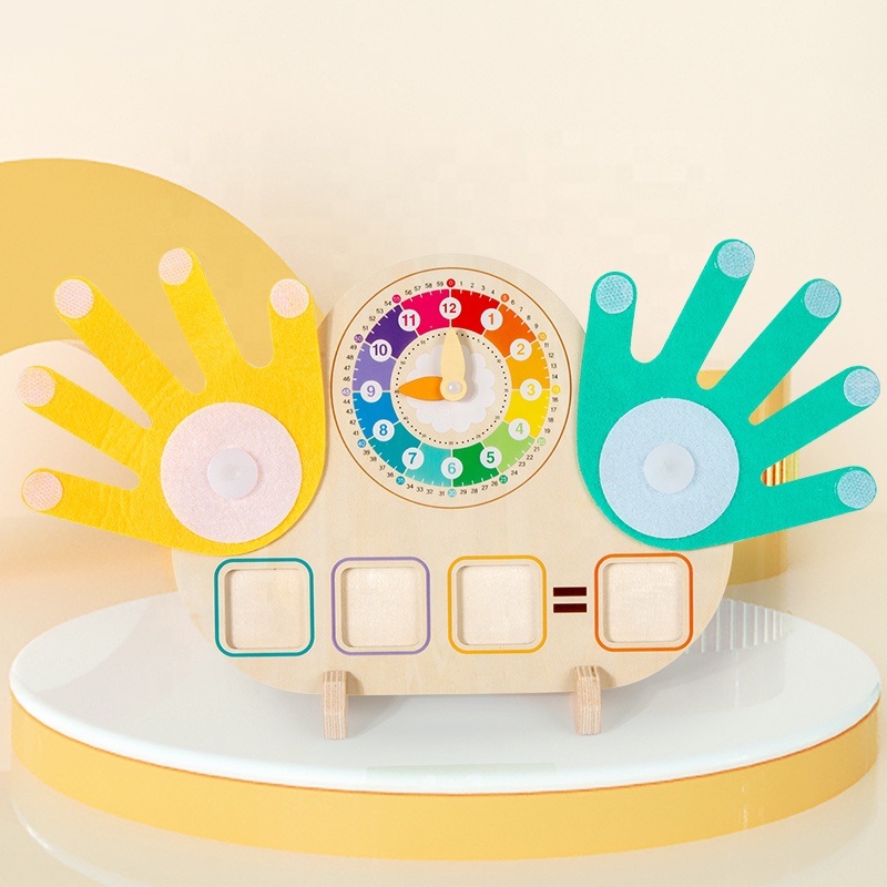 Wooden Montessori Math Toy For Toddlers, Finger Counting Arithmetic Board And Learning Clock, Preschool Educational Toy For Kids