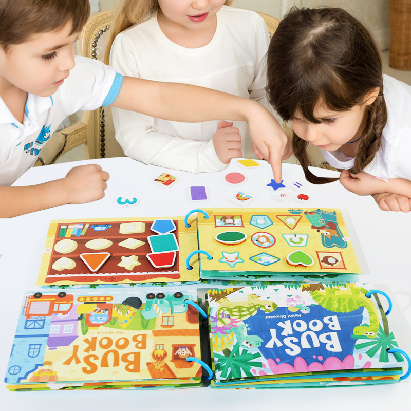 Montessori Dinosaur Fruit Quiet Busy Books Children Activities Puzzle Paste Matching Game Educational Learning Toys For Kids