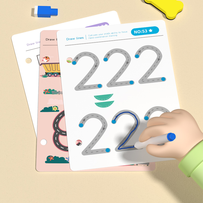 Children Educational Writing Tracing Cards Games Pen Control Training Book Cognition Learning Toys For Kids Boys Girls