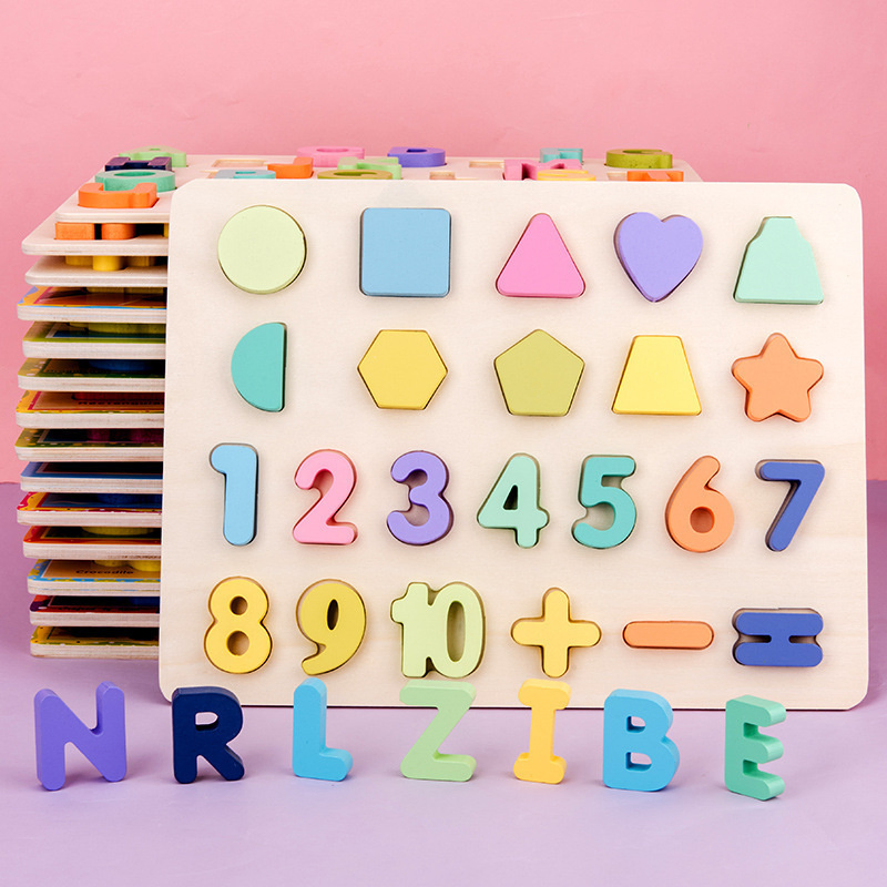 Kids Wooden Numbers and Letters Matching Puzzle Board Toys Children Early Educational Learning Alphabet Jigsaw Wooden Toys