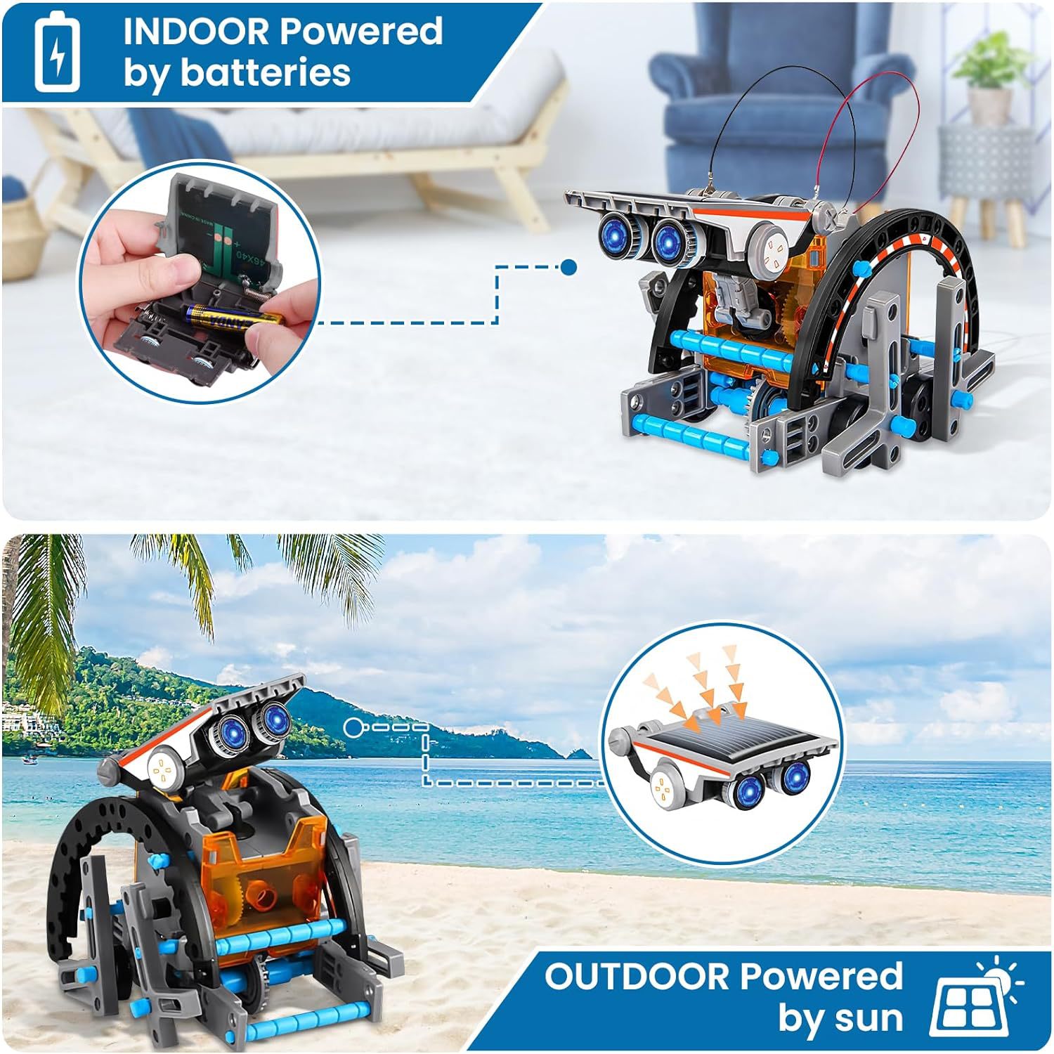 STEM 13-in-1 Educational Solar Robot Kit DIY Science Experiment Building Toys Green Energy Robotics for Kids 7-14