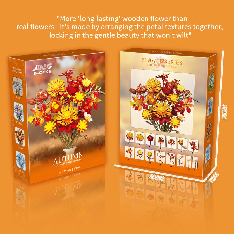 Gaozheng Toys Sunflower Autumn Series DIY Educational Assemble Building Blocks, Shantou Original Toy Factory Bulk Wholesale Price Artificial Flower