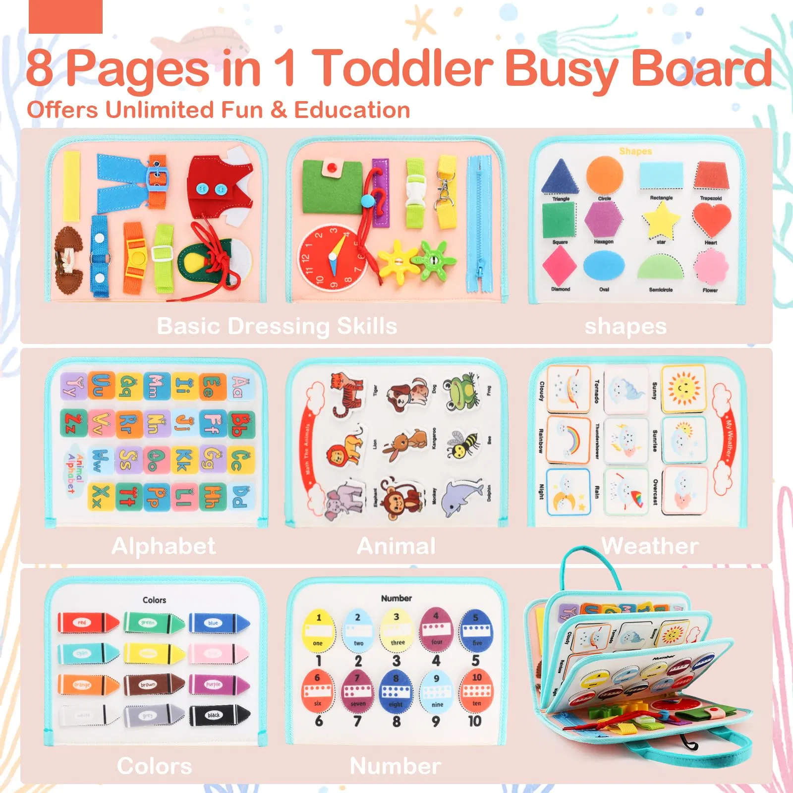 Activity Busy Board Felt Educational Toy and Popular Toys for Kids' Early Learning Skill