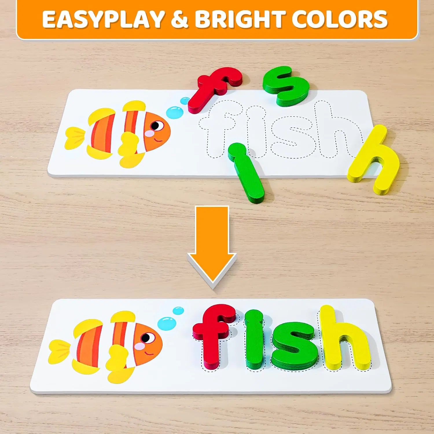 Ibay Alphabet ABC Learning Educational Toys for 3 4 5 Years Old Boys Girls Wooden Puzzle Flash Cards Preschool Activity Letter Matching Games for Kids Toddlers