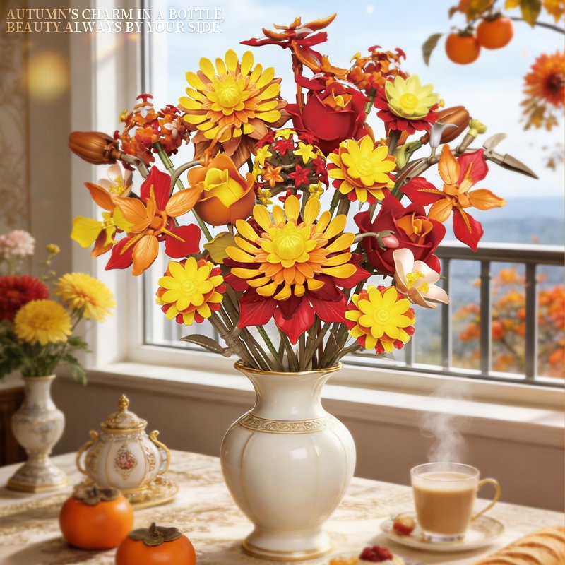 Gaozheng Toys Sunflower Autumn Series DIY Educational Assemble Building Blocks, Shantou Original Toy Factory Bulk Wholesale Price Artificial Flower