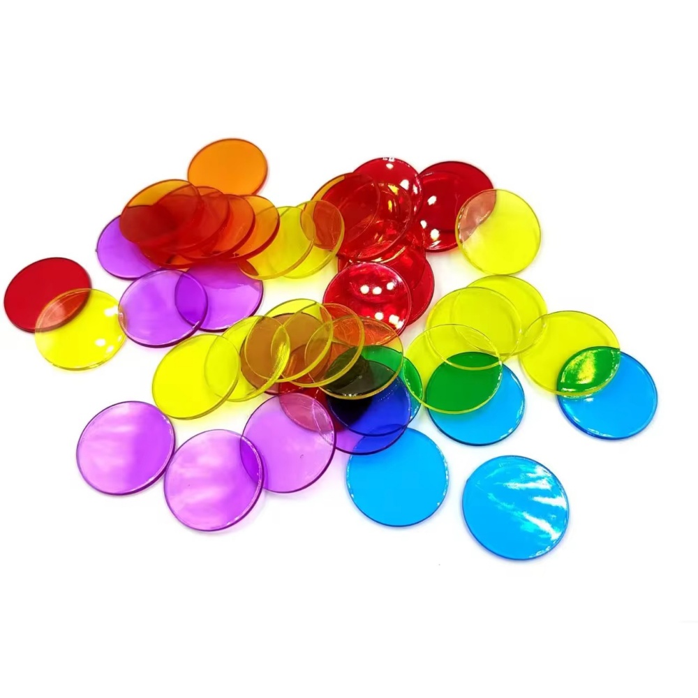 19mm Colorful Transparent Plastic Counters Bingo Chips Math Manipulatives For Kids Early Education Classroom Games &amp; Learning