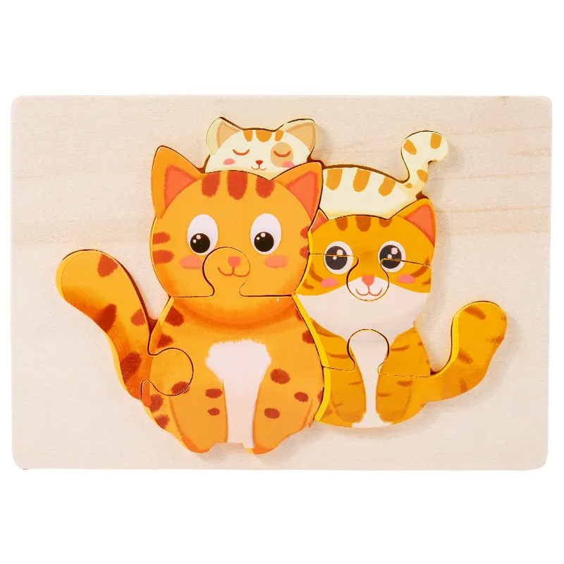 3D Early Education Learning Puzzle Animal Board Kids Toys