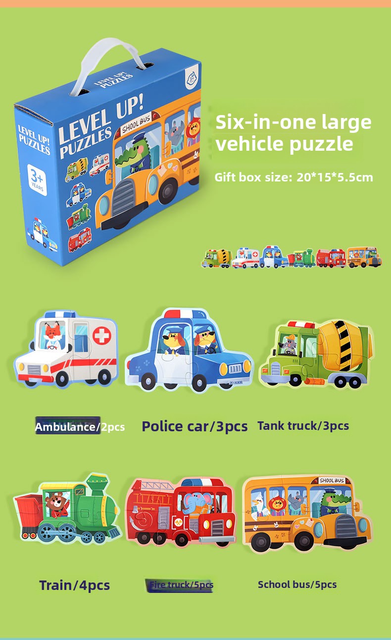 Wooden DIY Toy for 3-6 Years Old Children's Early Education Six-in-One Puzzle Kindergarten Educational Toys Animal Traffic
