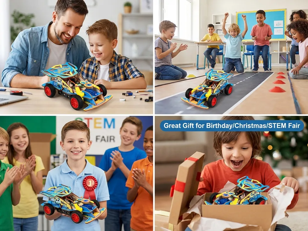 Stem Wooden Remote Control Car Kit DIY Educational Toy for Kids