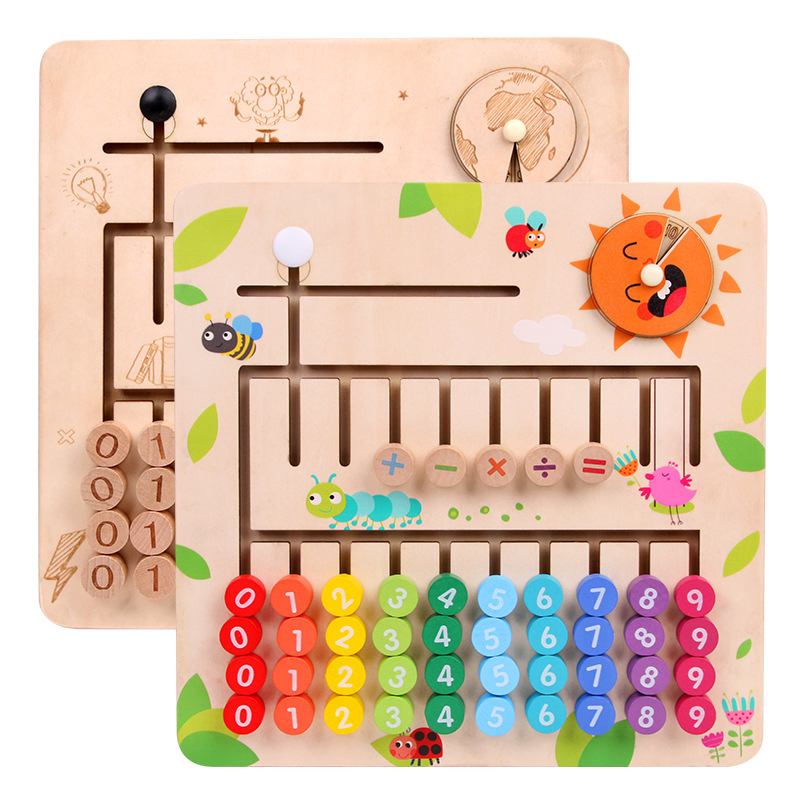 Wooden Toy Learning Educational Math Slide Counting Puzzle