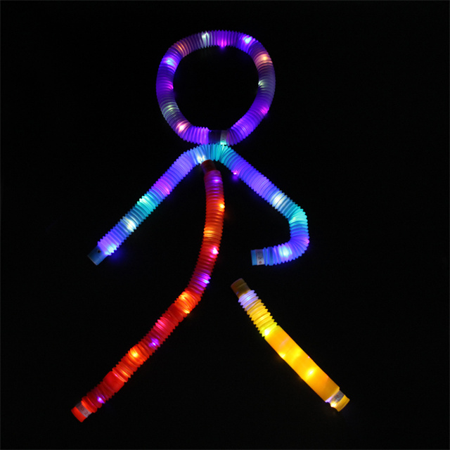 LED Light up Pop Tubes Sensory Toys Glow Sticks Fine Motor Skills &amp; Learning Toys Party Favors Decorations Pull and Stretch Toys