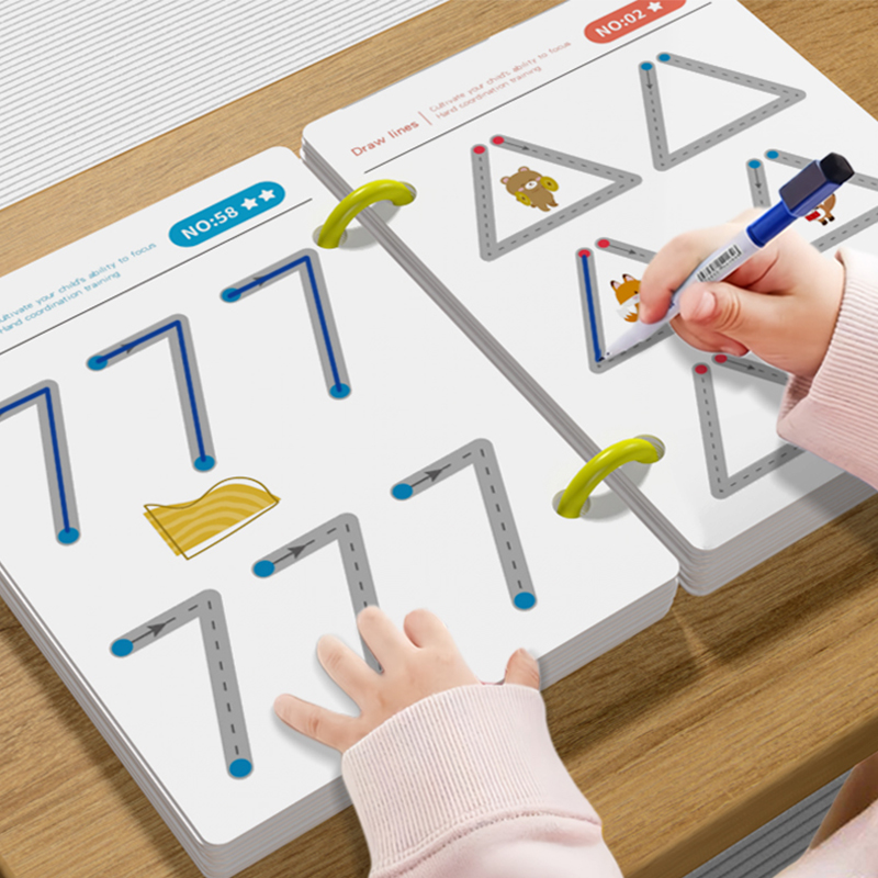 Children Educational Writing Tracing Cards Games Pen Control Training Book Cognition Learning Toys For Kids Boys Girls