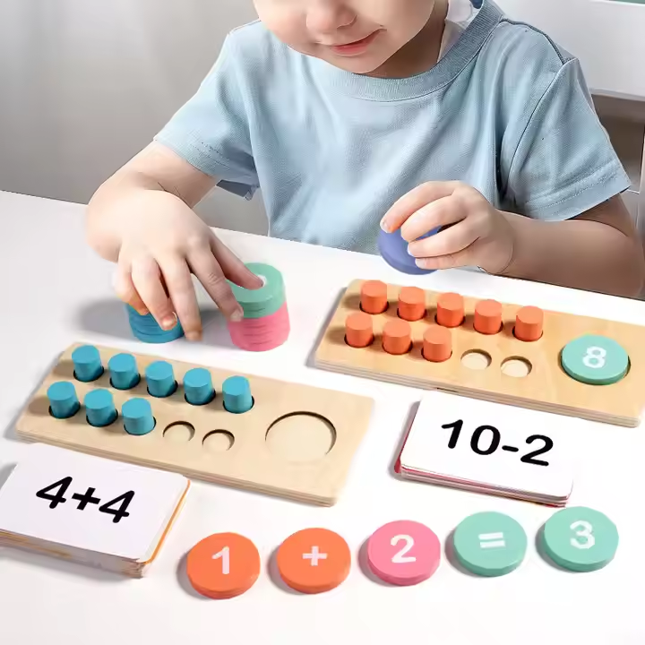 Children's Early Education Wooden Ten Lattice Counter Mathematics Teaching AIDS Parent-Child Interactive Educational Toys