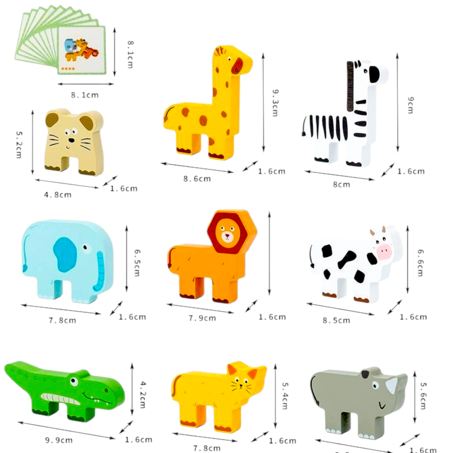 Wooden Animal Blocks Sorting & Stacking Toy Detail