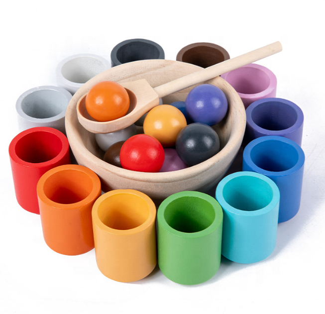 Kids playing with wooden toys 2