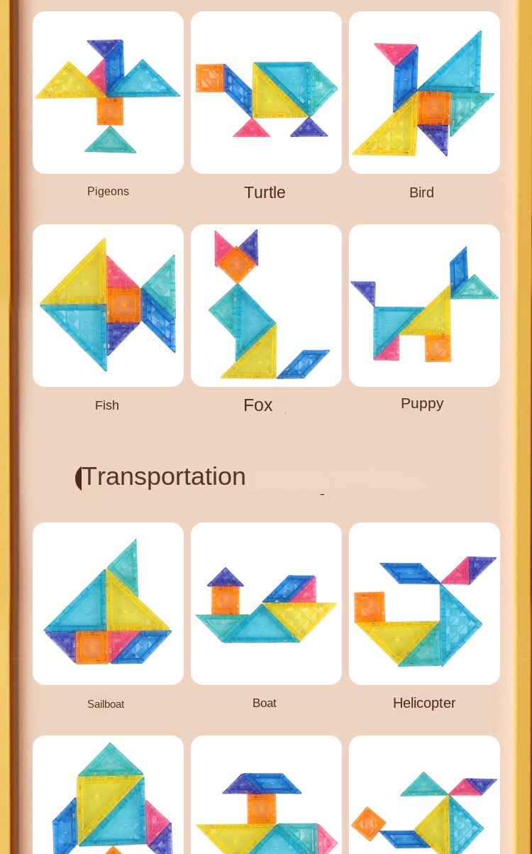 Magnetic Tangram Puzzles for First Grade Math Teaching Special Educational Toys for Kindergarten Primary School Students