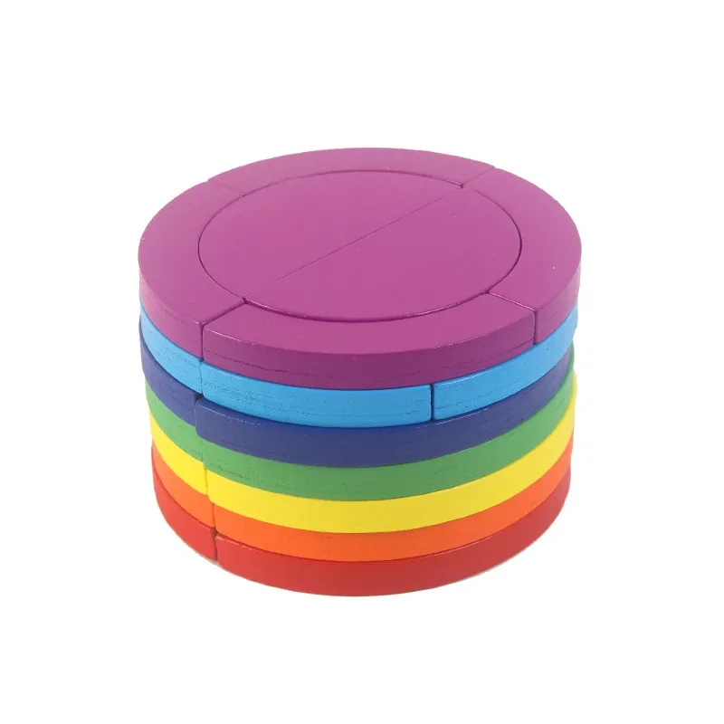 Rainbow Building Blocks Colourful Wooden Puzzle Montessori Toys