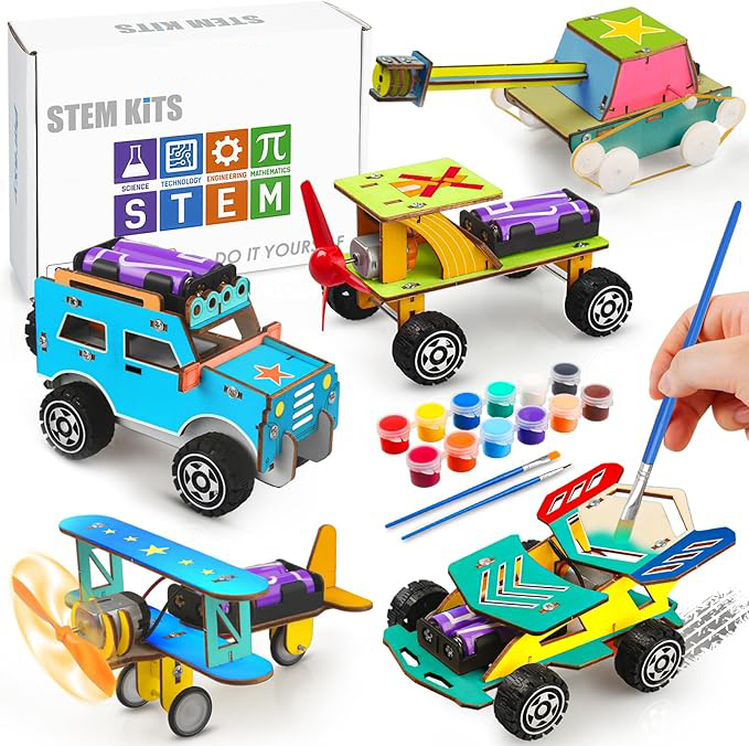 5 Set Wooden 3D Puzzles Model Car Kits Science Engineering Toys Science Kits Stem Kits for Kids