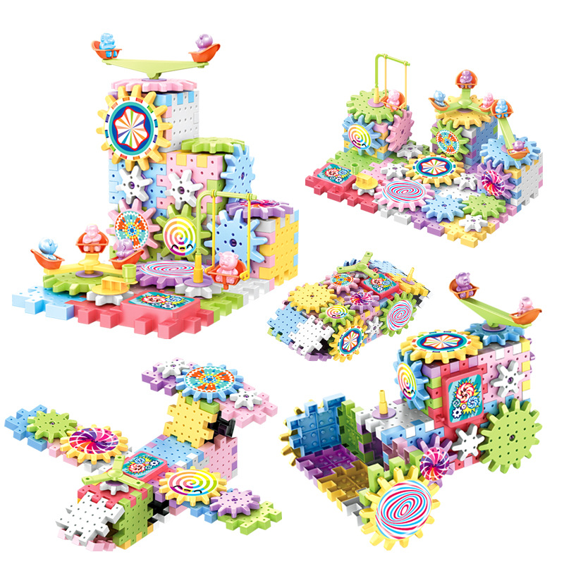 3D STEM Block Variable Puzzle Toys Interlocking Block Moulds Electric Gear Rotating Building Blocks For Kids