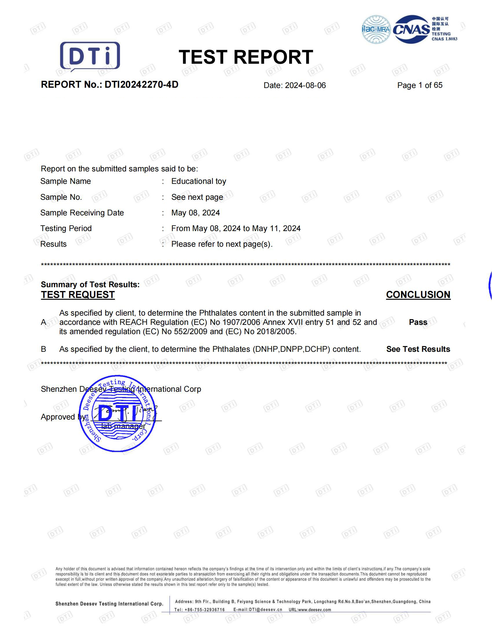 Certificate DTI20242270-4D