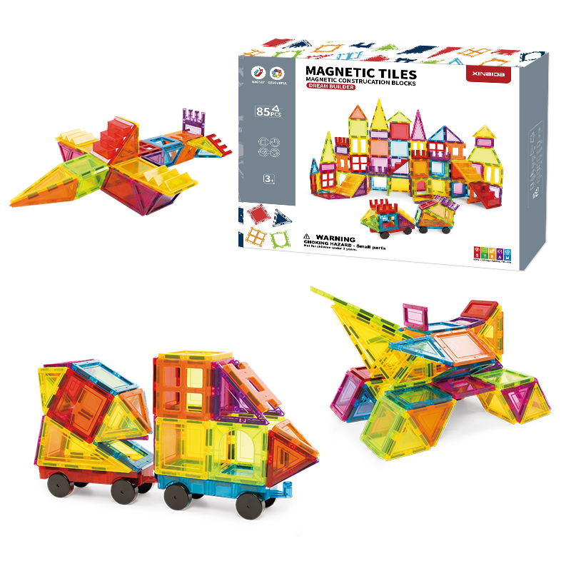 Toddler Kids Educational Toys 3D DIY Magnet Blocks Set Clear Magnetic Building Block Tiles for Children