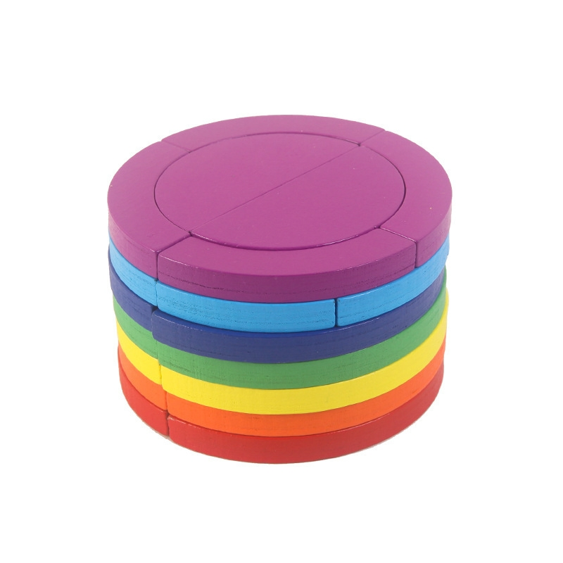 Rainbow Building Blocks Colourful Wooden Puzzle Montessori Toys