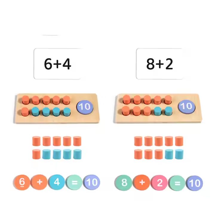 Children's Early Education Wooden Ten Lattice Counter Mathematics Teaching AIDS Parent-Child Interactive Educational Toys