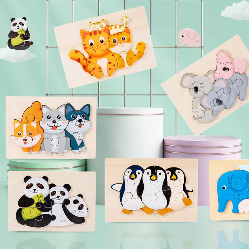 3D Early Education Learning Puzzle Animal Board Kids Toys