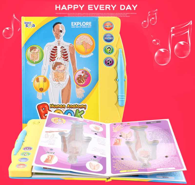 Educational Toys Kids Human Anatomy E-book Interactive Sound Book Educational Learning Machine for Toddlers