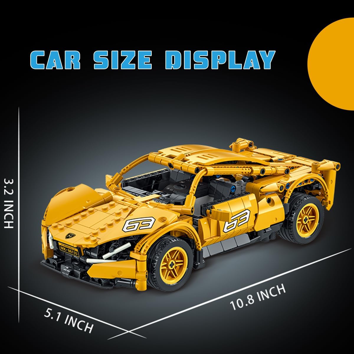 873 PCS STEM 1:16 Remote Control Red Sports Car Model DIY Building Kit for Kids with Realistic Details Like Hood & Wheels