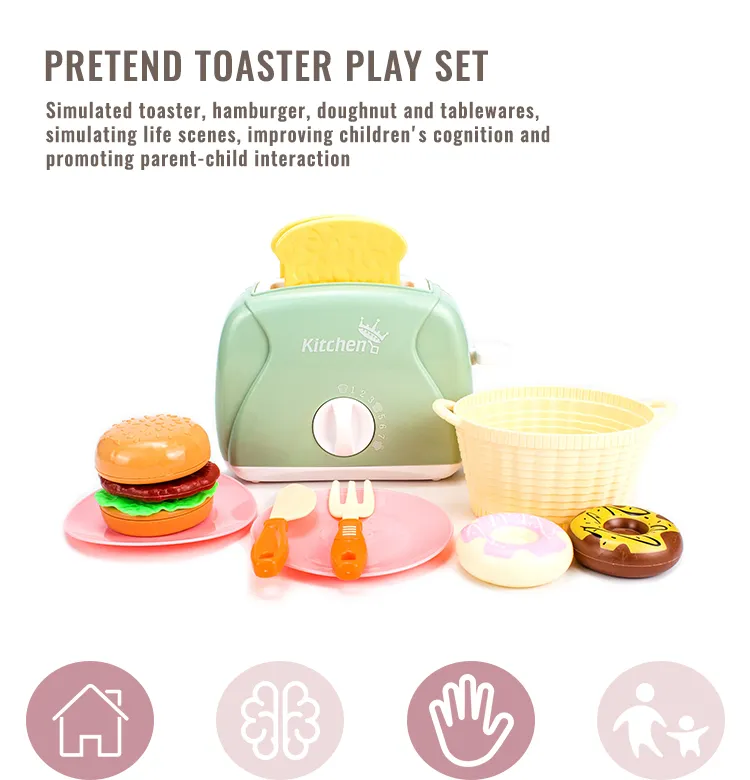 Interactive Pretend Play Toaster Food Toy Set for Kids Kitchen Role Play Learning