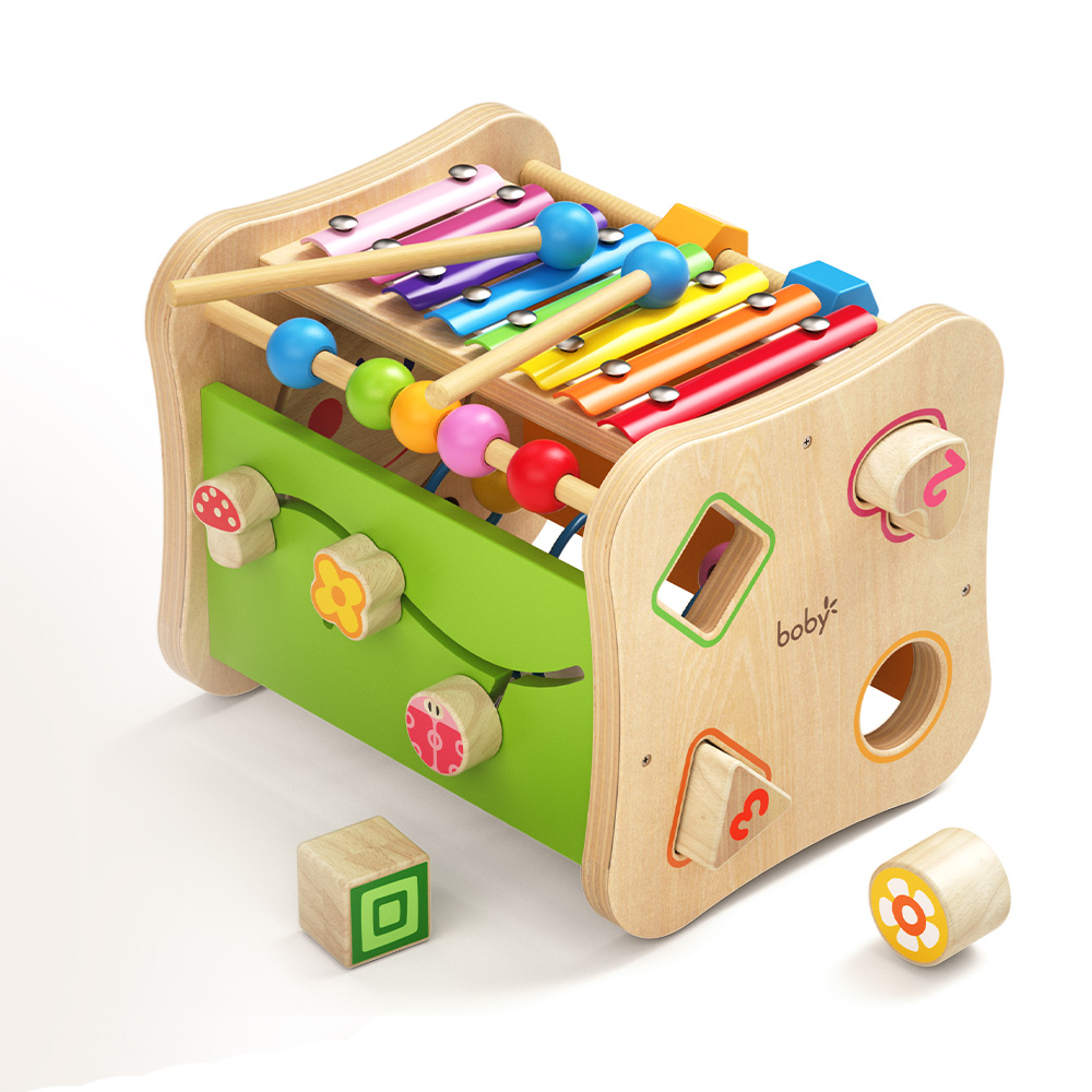 Montessori Wooden Educational Toys for Toddlers 1-2 Years Sensory Multi-Functional Activity Box