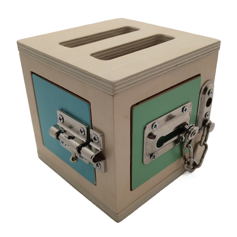 Montessori Educational Wooden Lock Box Mechanisms Learning Play Set