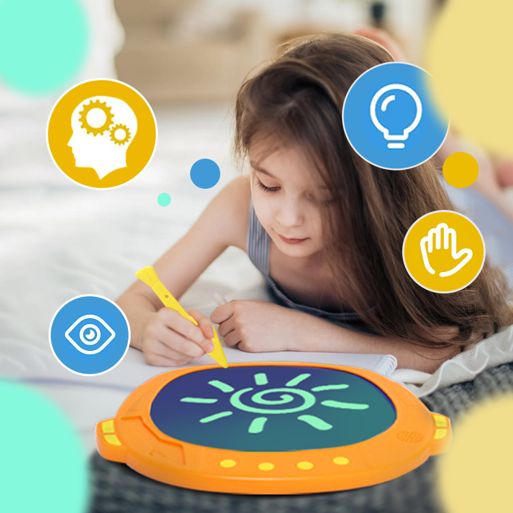 Portable Gel Drawing Board Reusable Mess-Free Art Pad RGB Musical Doodle Board Kids Drawing Toys
