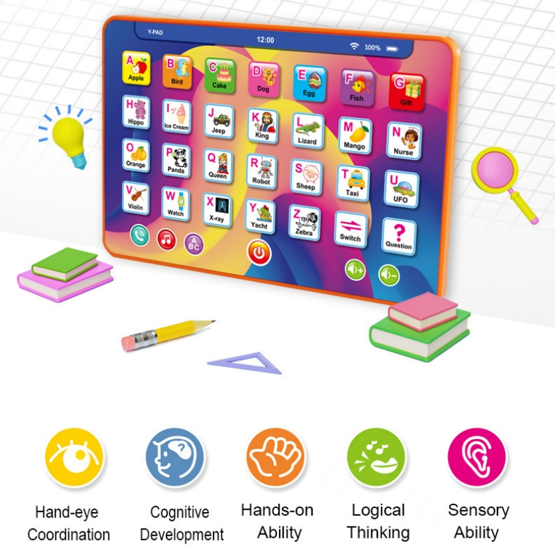 7-Inch English Alphabet Tablet Learning Toy Early Education Device with Point-Reading Function &amp; Voice for Kids Plastic Educational Toy