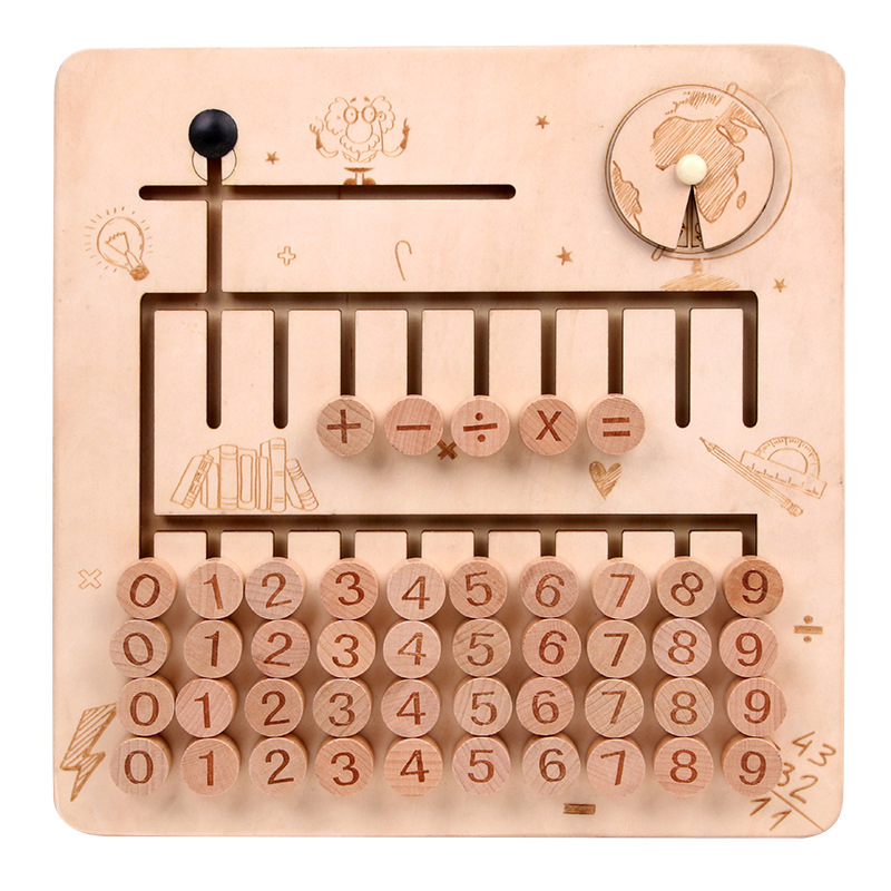 Wooden Toy Learning Educational Math Slide Counting Puzzle
