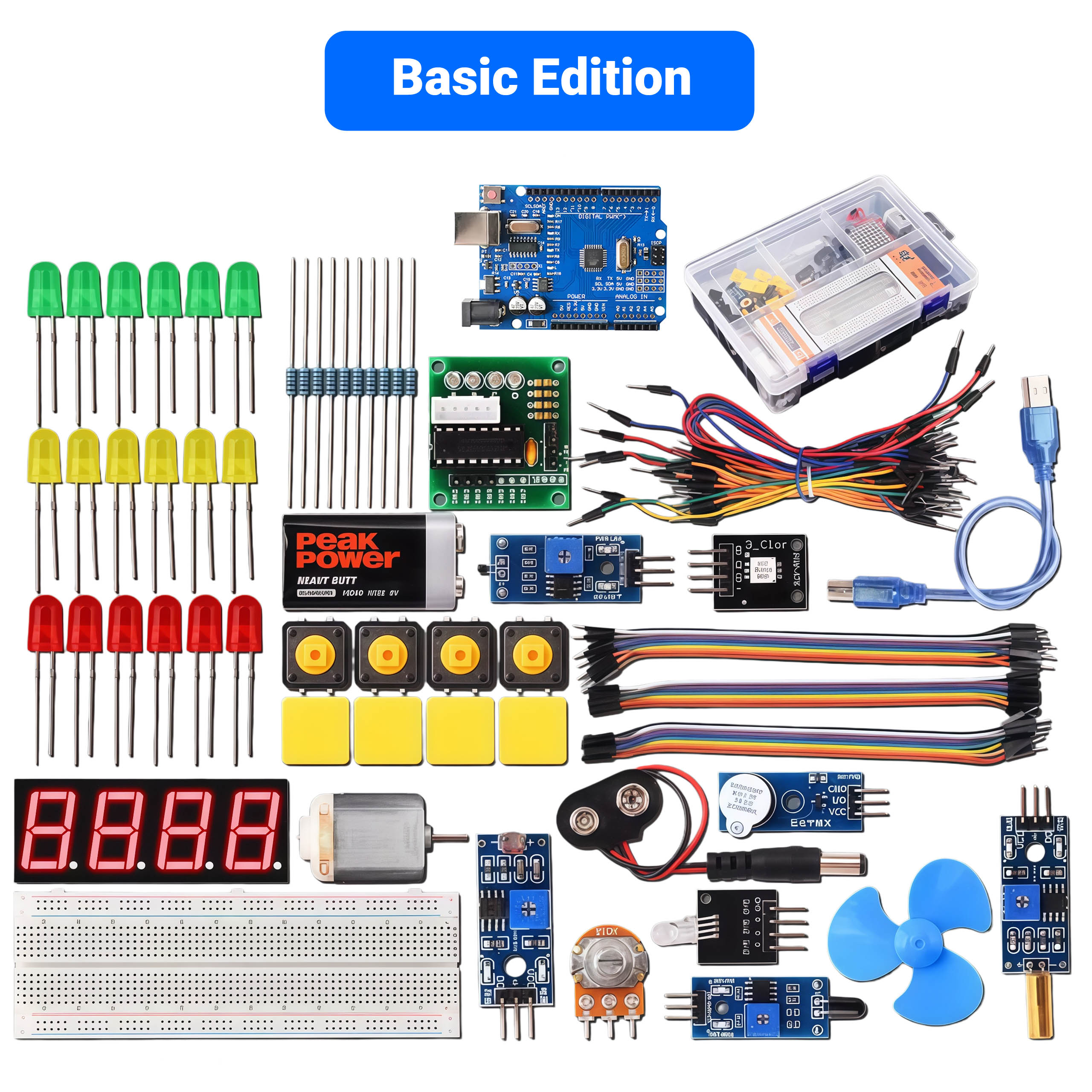 Arduino UNO R3 CH340 Starter Kit For Beginners To Advanced | Multiple Combos With Sensors, LEDs, Motors, LCD For STEM Education