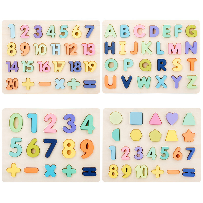 Kids Wooden Numbers and Letters Matching Puzzle Board Toys Children Early Educational Learning Alphabet Jigsaw Wooden Toys