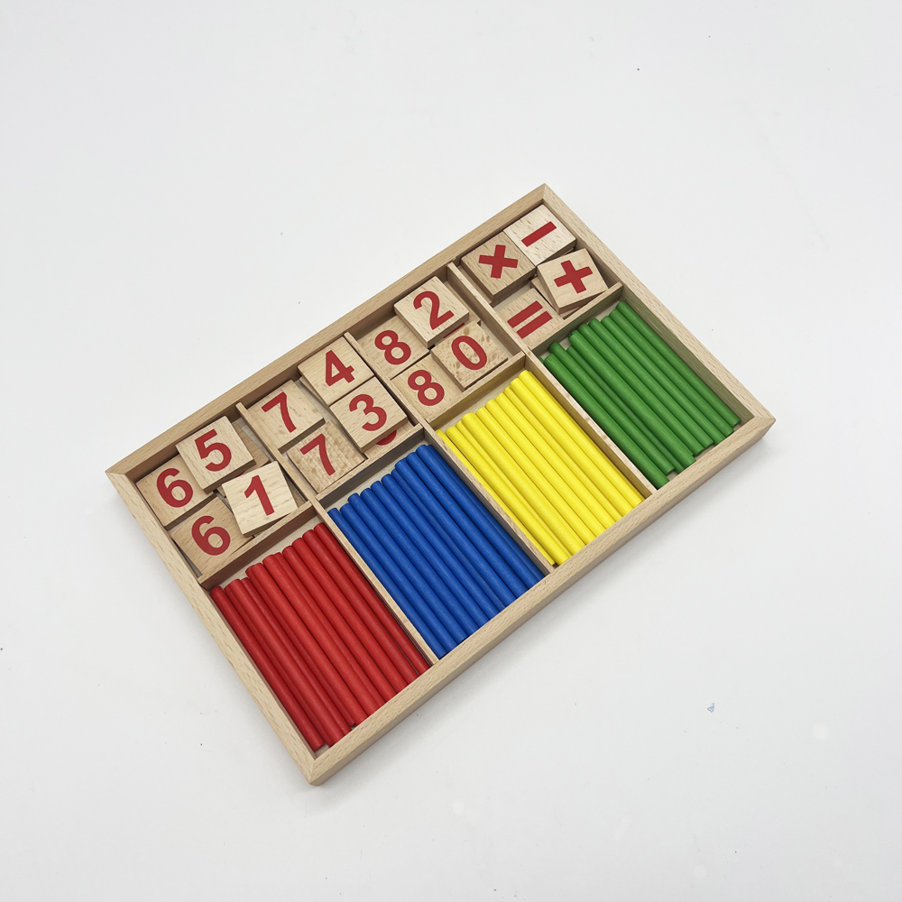 Mathematics Teaching Aids Numbers Blocks and Wood Sticks Learning Set Beech Wood Counting Sticks