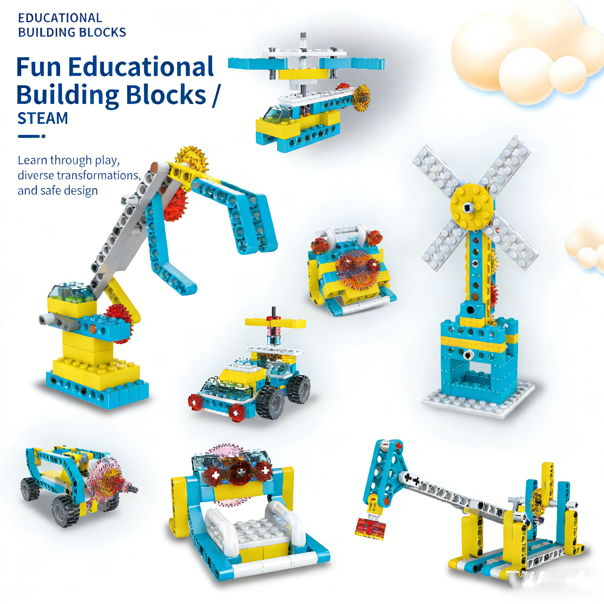 STEM Educational Plastic Building Blocks DIY Creative Gear Mechanics Coding Robot Toy Set for Children Gift